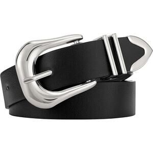 Women’s Faux Leather Belt • Coffee Brown • Silver Buckle • L/XL - New